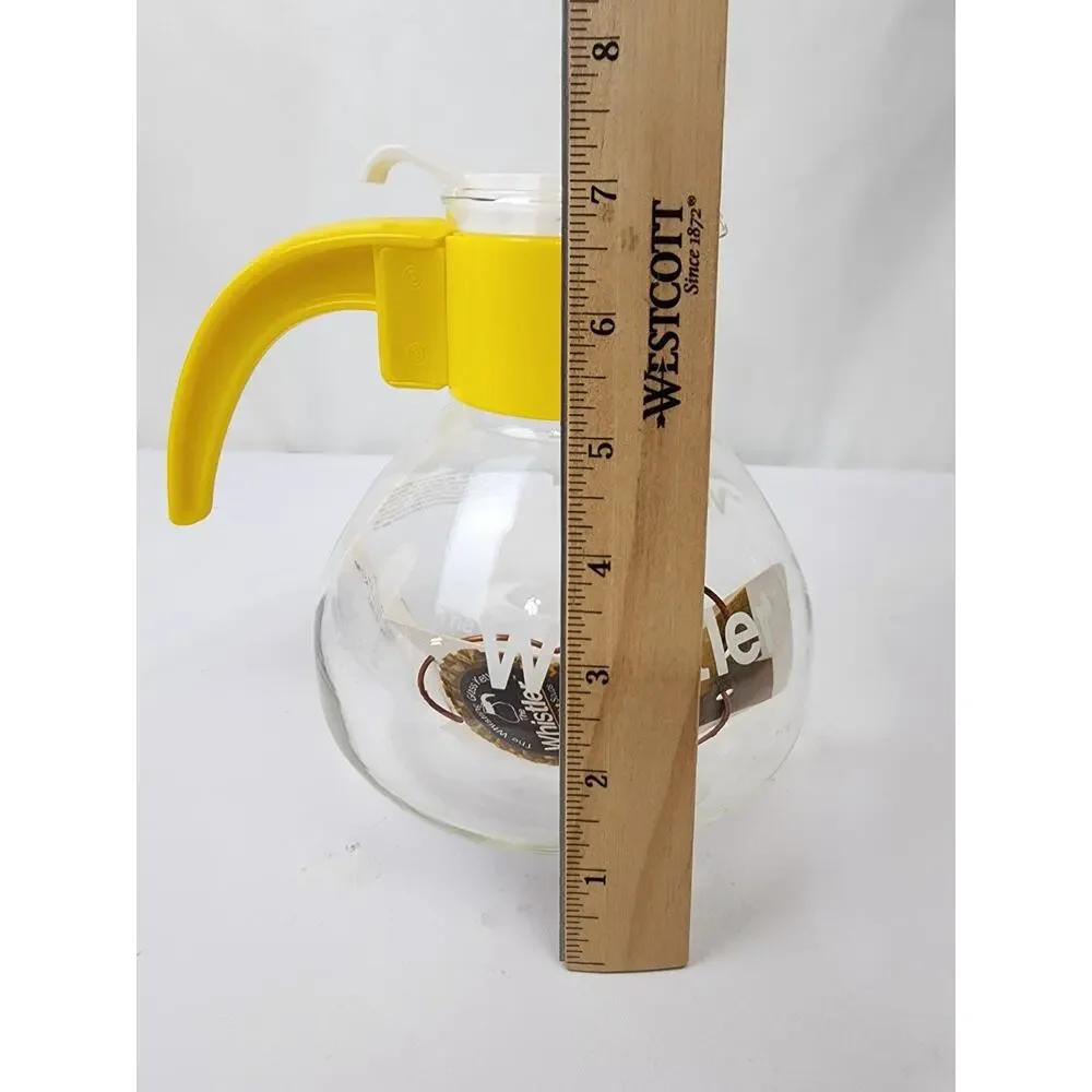 Gemco The Whistler Glass Kettle Pot 8c Yellow/White Handle w/Metal Grid NWT - Picture 8 of 8
